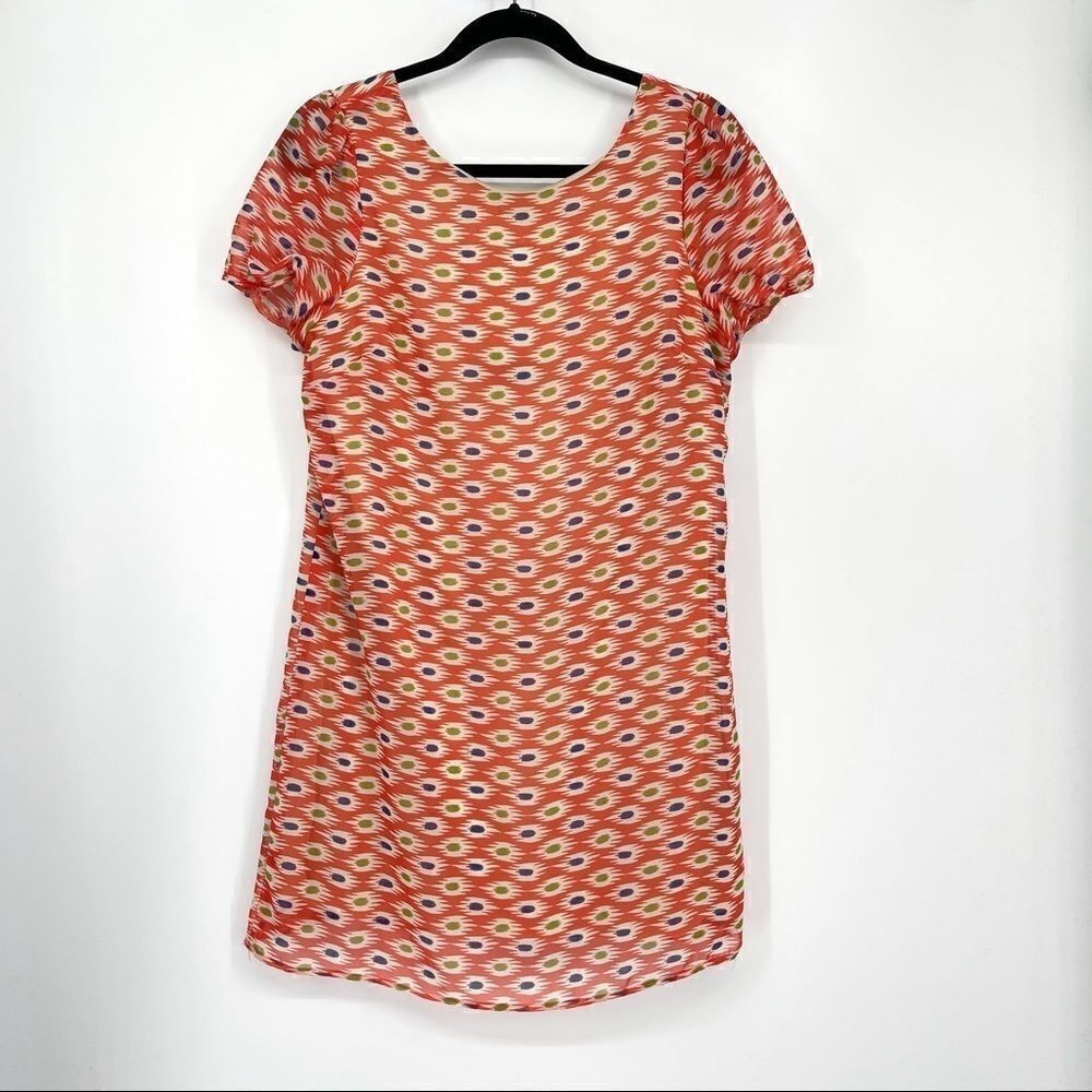 Blue Rain orange blue u shape back dress